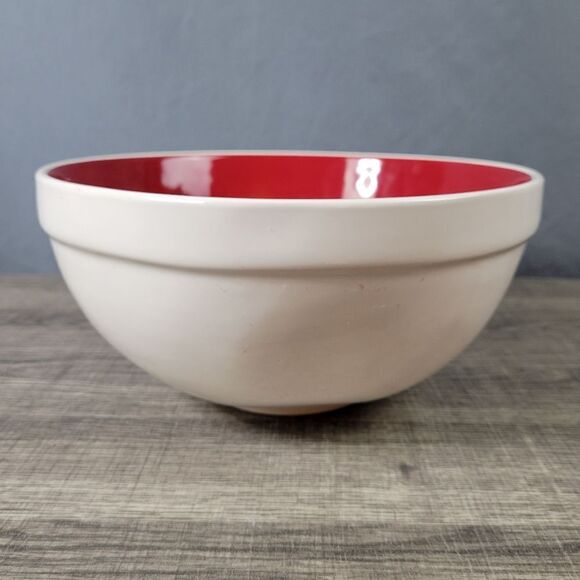 Rae Dunn Artisan Collection Ceramic White‎ & Red Gingerbread Mixing Bowl - Picture 3 of 6